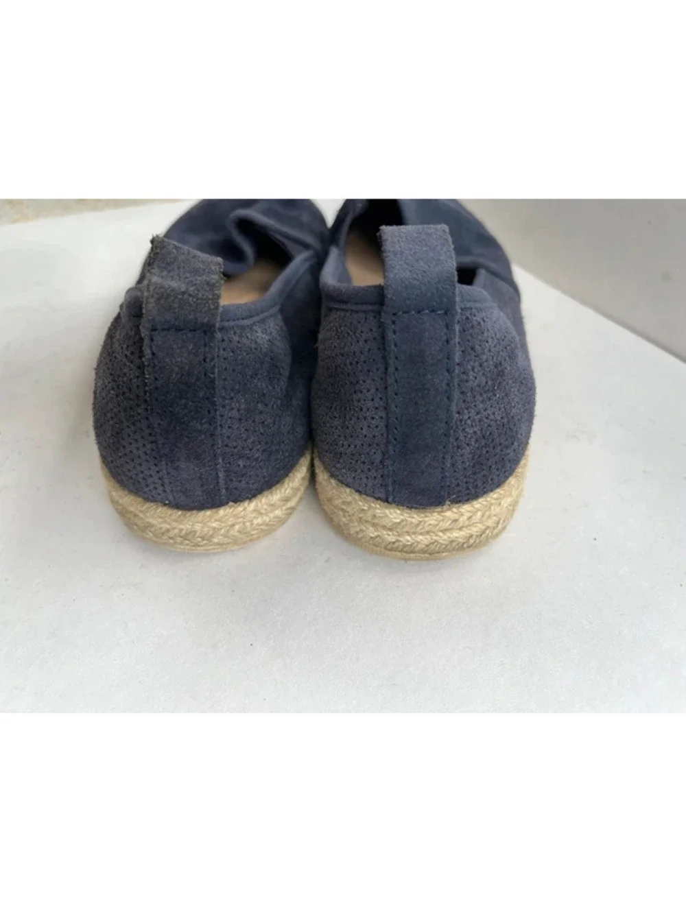 Clarks Azella Major Women's 8M Blue Suede Perforated Espadrille Slip-On Flats